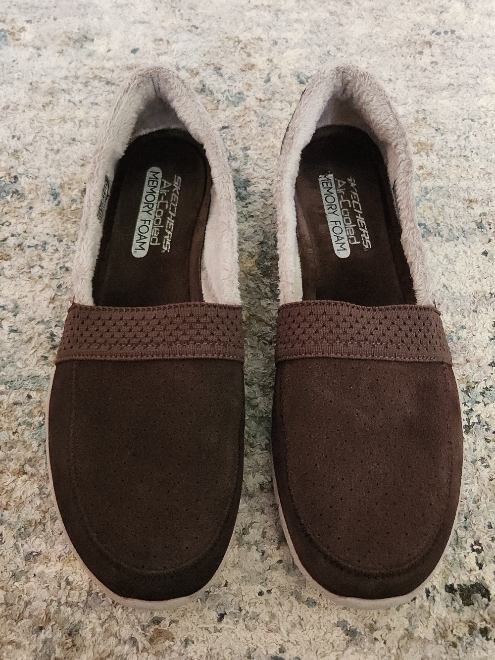 Skechers Be Lux Brown Suede Memory Foam Loafers House Shoes Slippers 11